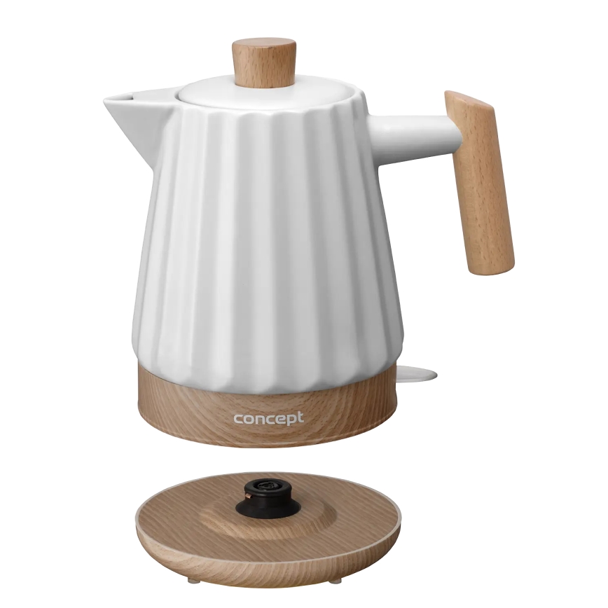 Concept RK0090 - Hurtigkogende elkedel 1,5 l 1500W/230V hvid/trælook/keramik