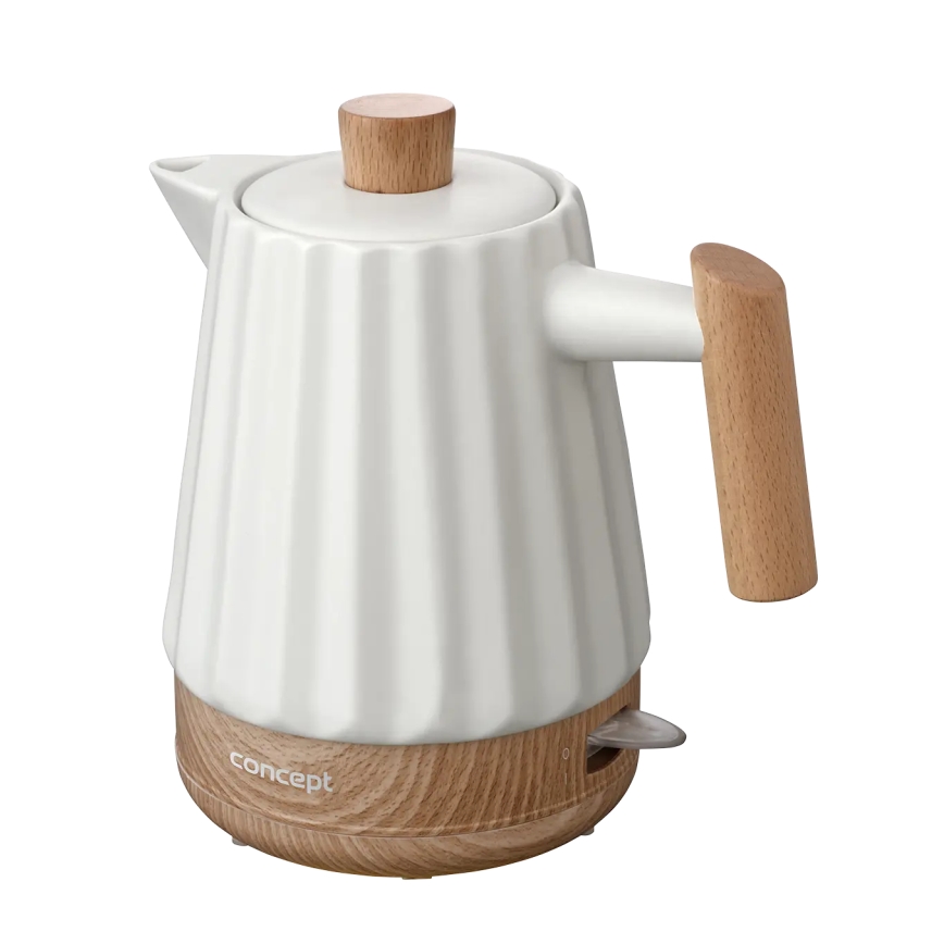 Concept RK0090 - Hurtigkogende elkedel 1,5 l 1500W/230V hvid/trælook/keramik