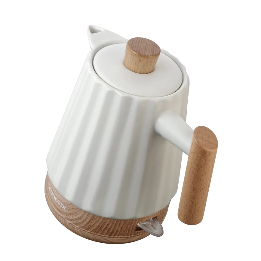 Concept RK0090 - Hurtigkogende elkedel 1,5 l 1500W/230V hvid/trælook/keramik