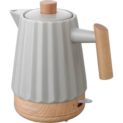 Concept RK0091 - Hurtigkogende elkedel 1,5 l 1500W/230V lys grå/trælook/keramik