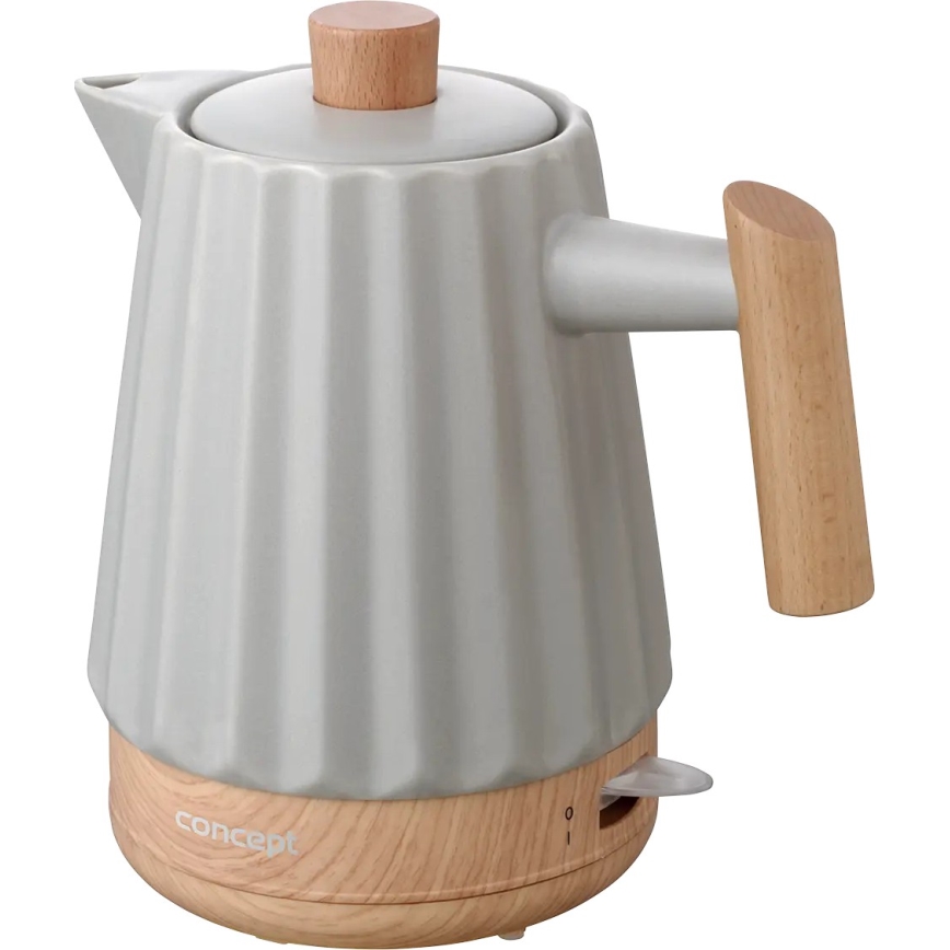 Concept RK0091 - Hurtigkogende elkedel 1,5 l 1500W/230V lys grå/trælook/keramik