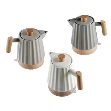 Concept RK0091 - Hurtigkogende elkedel 1,5 l 1500W/230V lys grå/trælook/keramik