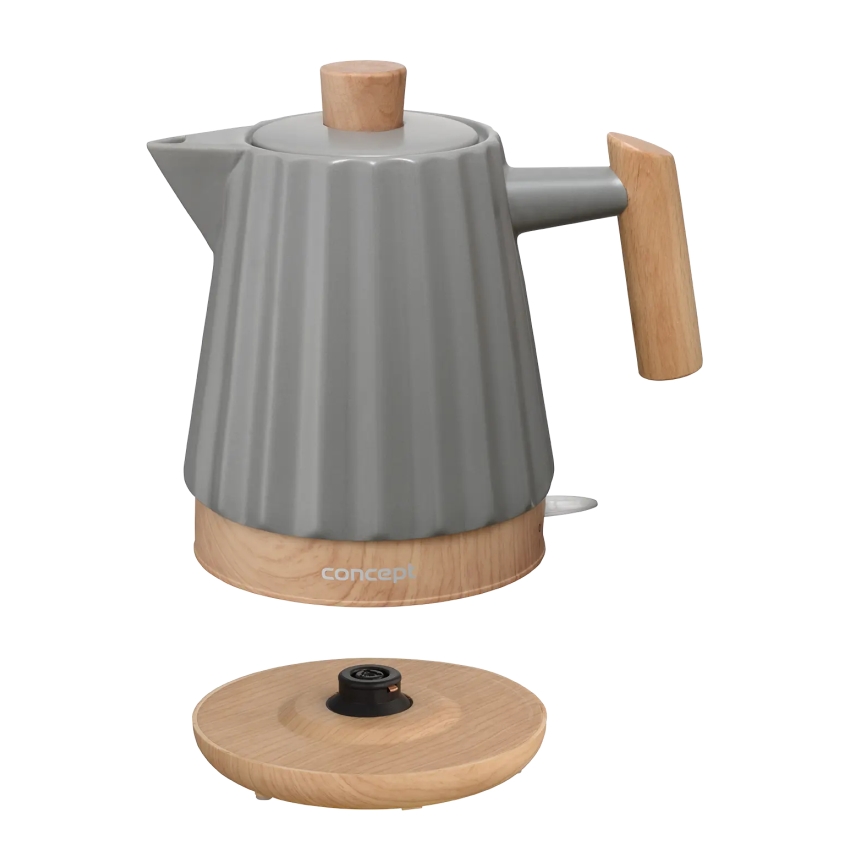 Concept RK0092 - Hurtigkogende elkedel 1,5 l 1500W/230V mørkegrå/trædekor/keramik