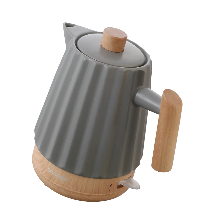 Concept RK0092 - Hurtigkogende elkedel 1,5 l 1500W/230V mørkegrå/trædekor/keramik