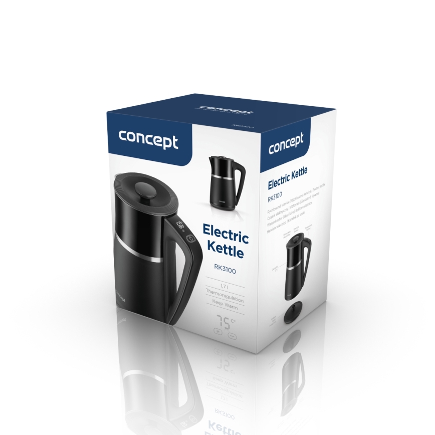 Concept RK3100 - Elkedel med temperaturregulering 1,7 l 2200 W/230 V sort
