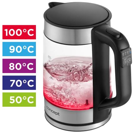 Concept RK4067 - Hurtigkogende elkedel med temperaturstyring 1,7 l 2200W/230V rustfrit stål