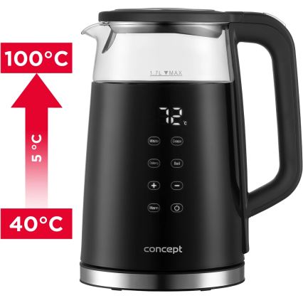 Concept RK4100 - Hurtig elkedel med temperaturregulering, 1,7 l, 2200W/230V, sort
