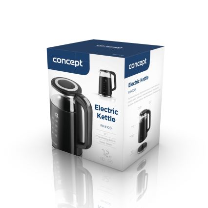 Concept RK4100 - Hurtig elkedel med temperaturregulering, 1,7 l, 2200W/230V, sort