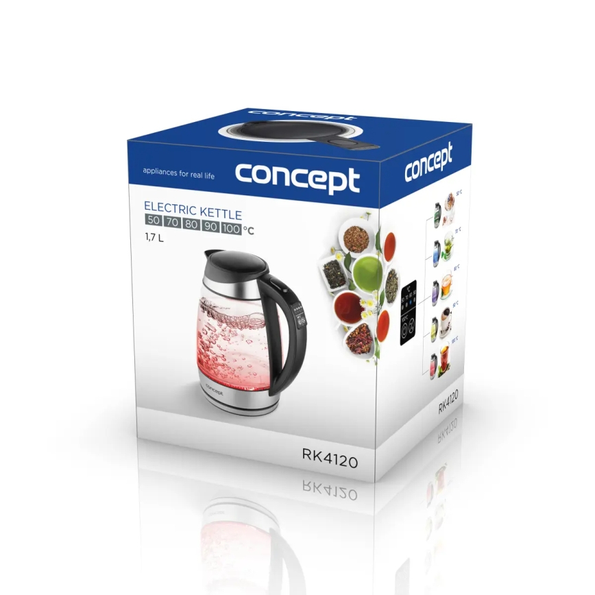 Concept RK4120 - Hurtig elkedel med temperaturkontrol 1,7 l 2200W/230V rustfrit stål