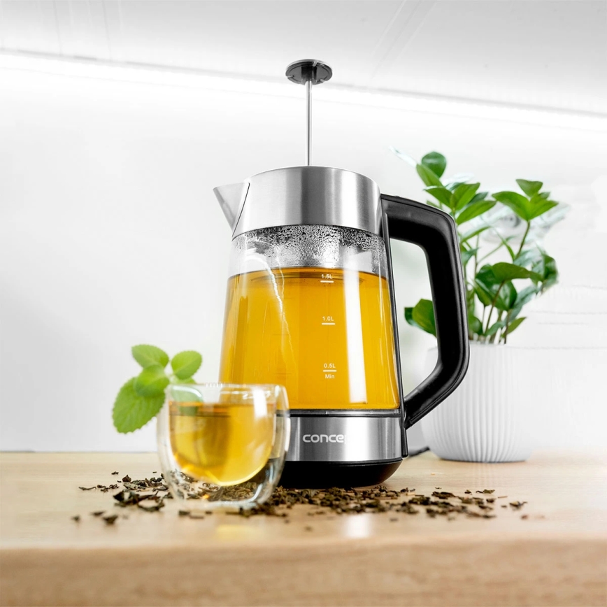 Concept RK4190 - Elkedel med termoregulering og indbygget si, 1,7 l, 2200 W/230 V, rustfrit stål