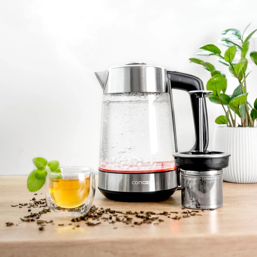 Concept RK4190 - Elkedel med termoregulering og indbygget si, 1,7 l, 2200 W/230 V, rustfrit stål
