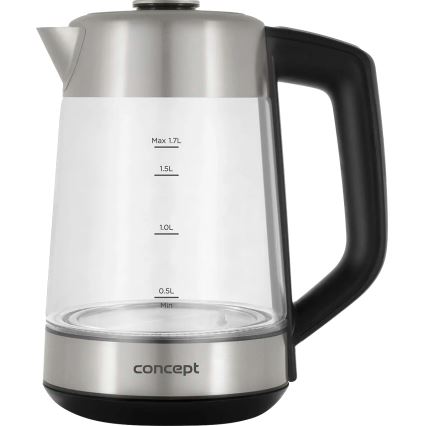 Concept RK4190 - Elkedel med termoregulering og indbygget si, 1,7 l, 2200 W/230 V, rustfrit stål