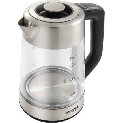 Concept RK4190 - Elkedel med termoregulering og indbygget si, 1,7 l, 2200 W/230 V, rustfrit stål