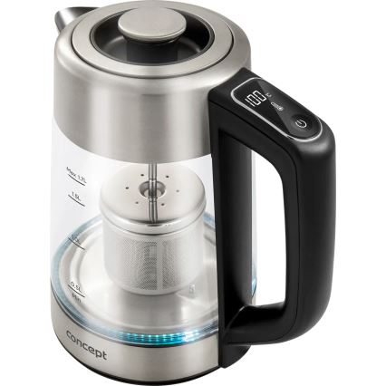 Concept RK4190 - Elkedel med termoregulering og indbygget si, 1,7 l, 2200 W/230 V, rustfrit stål