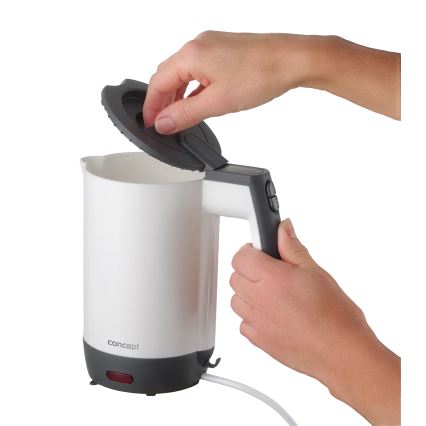 Concept RK7030 - Rejse elkedel 0,5 l 1080W/230V grå/hvid + 2 kopper