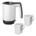 Concept RK7030 - Rejse elkedel 0,5 l 1080W/230V grå/hvid + 2 kopper