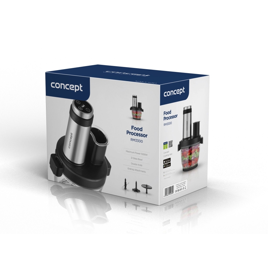 Concept RM3300 - Køkkenrobot m. rivejern 1000W/230V sort/rustfri