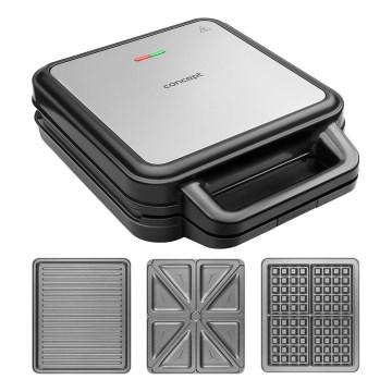 Concept SV3080 - Sandwichmaskine FAMILY 3-i-1 1200W/230V sort/rustfri