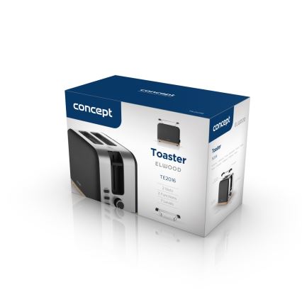 Concept TE2016 - Brødrister til 2 skiver med opvarmningsrist 930W/230V sort