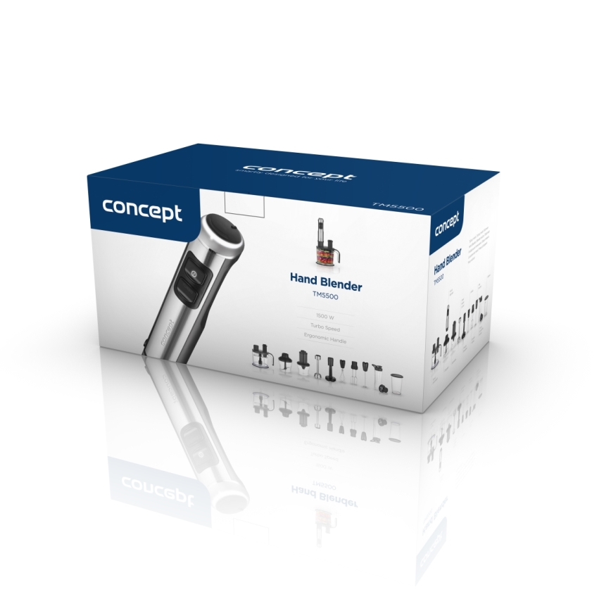 Concept TM5500 - Stavblender med tilbehør 1500W/230V sort/rustfri
