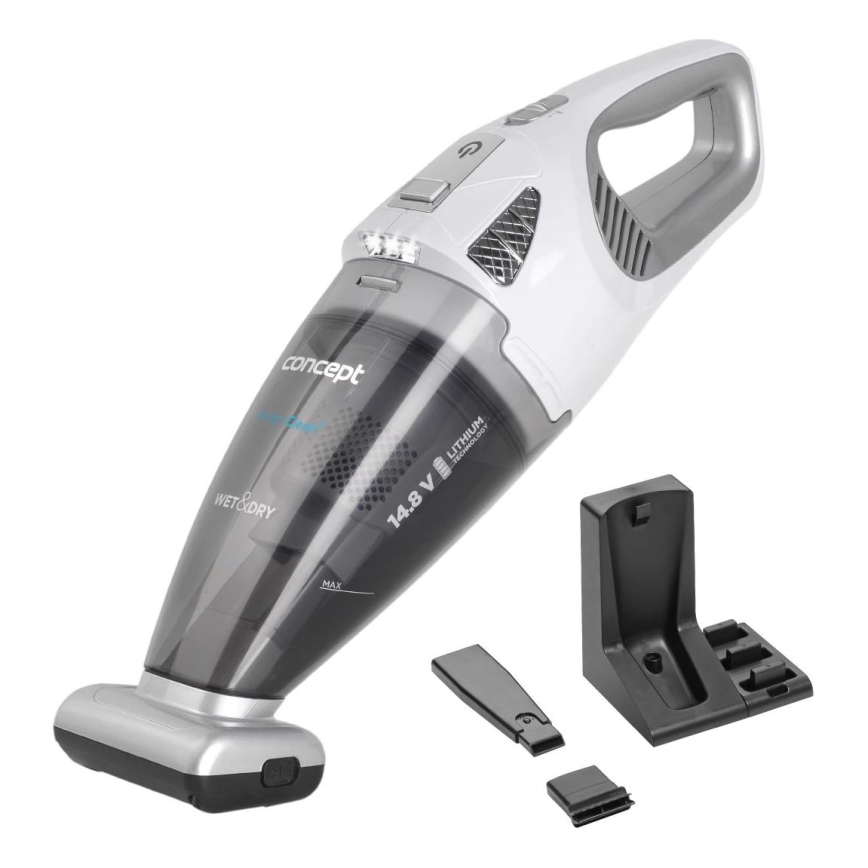 Concept VP4370 - Håndholdt støvsuger WET & DRY PERFECT CLEAN 90W/14,8V 2200 mAh hvid