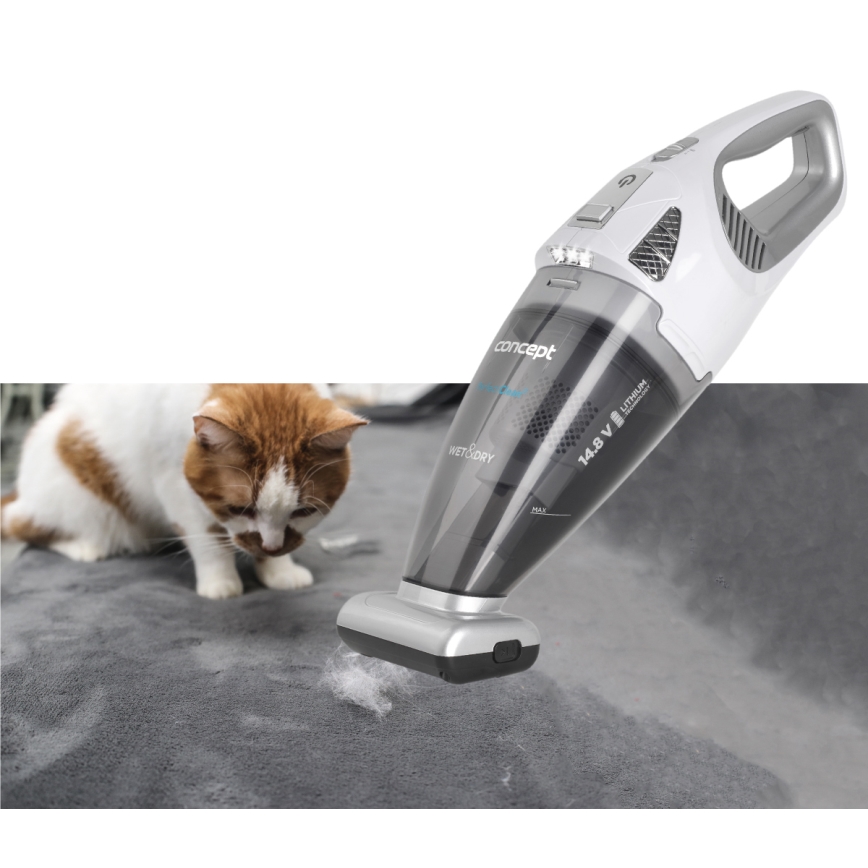 Concept VP4370 - Håndholdt støvsuger WET & DRY PERFECT CLEAN 90W/14,8V 2200 mAh hvid