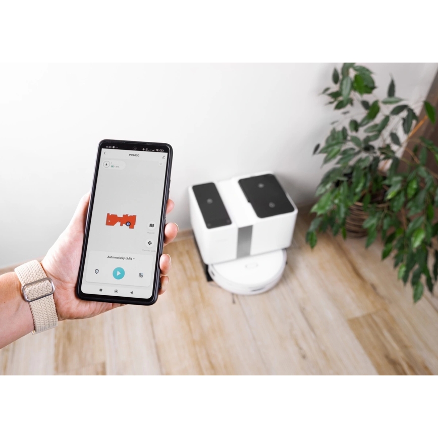 Concept VR4050 - Smart 2-i-1 robotstøvsuger med moppe OPTIMUS AQUA PRO LASER 3D, 600 W/230 V, 5200 mAh, Wi-Fi, hvid