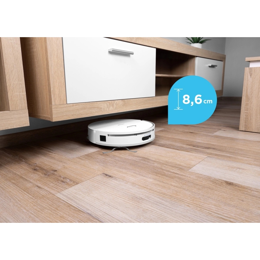 Concept VR4050 - Smart 2-i-1 robotstøvsuger med moppe OPTIMUS AQUA PRO LASER 3D, 600 W/230 V, 5200 mAh, Wi-Fi, hvid