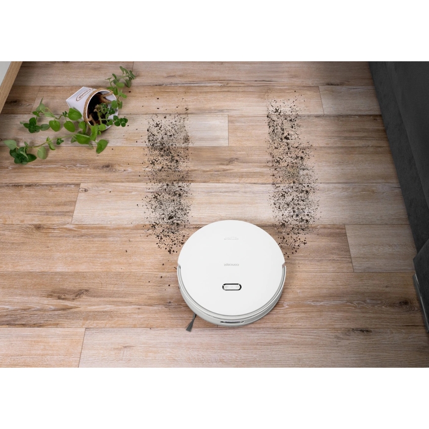 Concept VR4050 - Smart 2-i-1 robotstøvsuger med moppe OPTIMUS AQUA PRO LASER 3D, 600 W/230 V, 5200 mAh, Wi-Fi, hvid