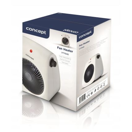 Concept vt7040 - Ventilator med varmeelement 1000/2000W/230V hvid
