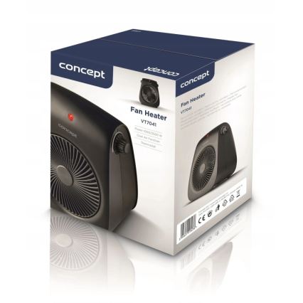 Concept vt7041 - Ventilator med varmelegeme 1000/2000 W/230 V, sort