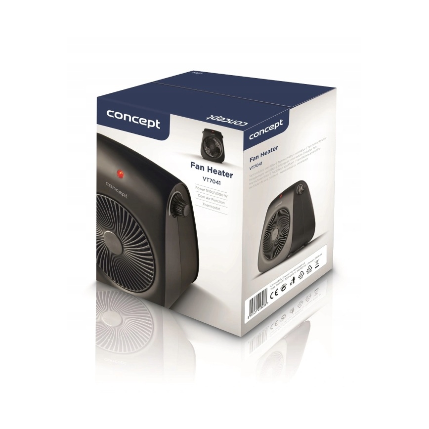 Concept vt7041 - Ventilator med varmelegeme 1000/2000 W/230 V, sort