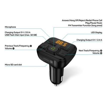 CONNECT IT CCC-8600-BK - FM-sender til bil m. håndfri funktion sort
