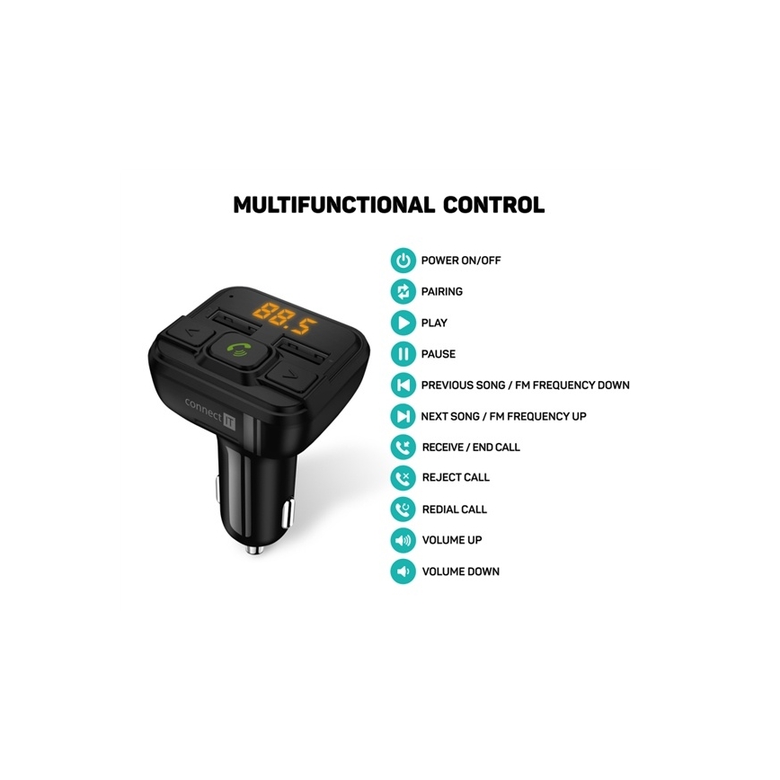 CONNECT IT CCC-8600-BK - FM-sender til bil m. håndfri funktion sort