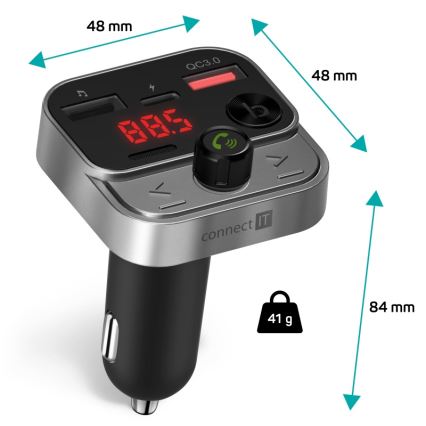 CONNECT IT CCC-8900-AN - FM-sender til bil m. håndfri funktion sort/sølvfarvet