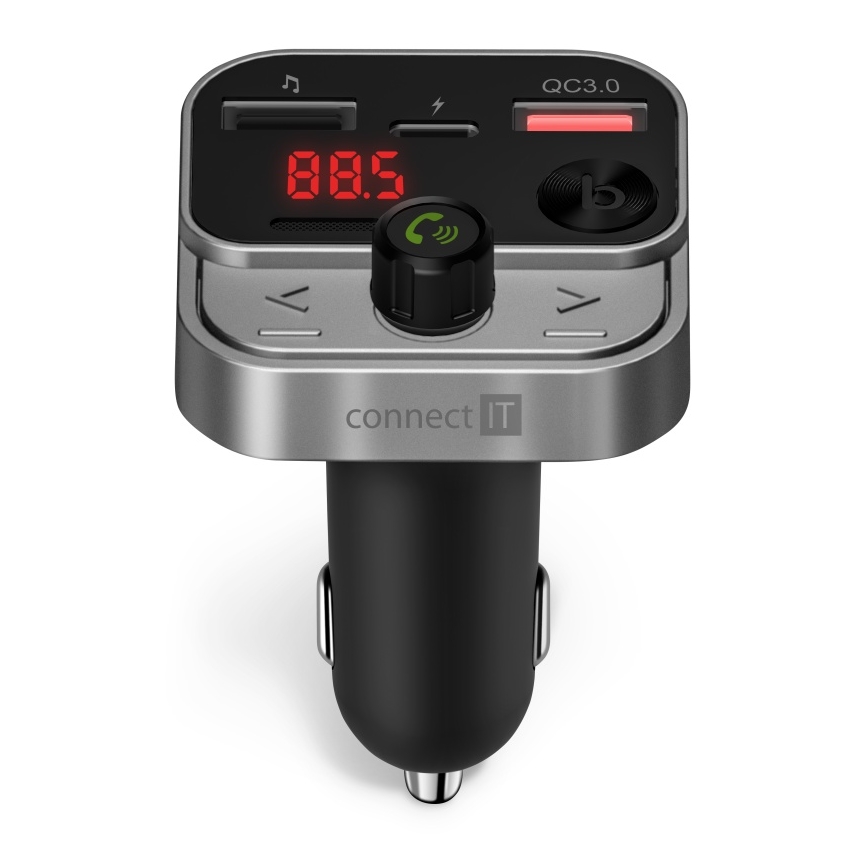 CONNECT IT CCC-8900-AN - FM-sender til bil med håndfri funktion sort/sølv