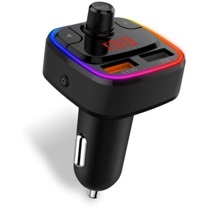 CONNECT IT CCC-9090-BK - LED FM-sender til bil m. håndfri funktion + RGB-farver sort