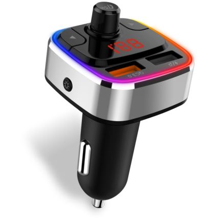 CONNECT IT CCC-9090-SL - LED RGB FM-sender til bil m. håndfri funktion sort/sølvfarvet