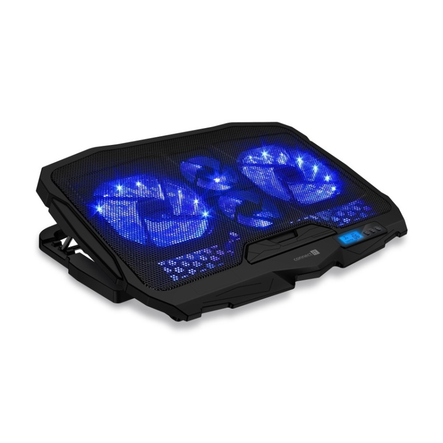 CONNECT IT CCP-2200-BK - Kølemåtte til laptop 4x ventilator 2xUSB sort//blå