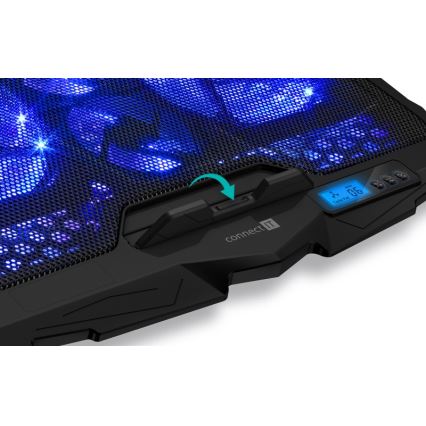 CONNECT IT CCP-2200-BK - Kølemåtte til laptop 4x ventilator 2xUSB sort//blå