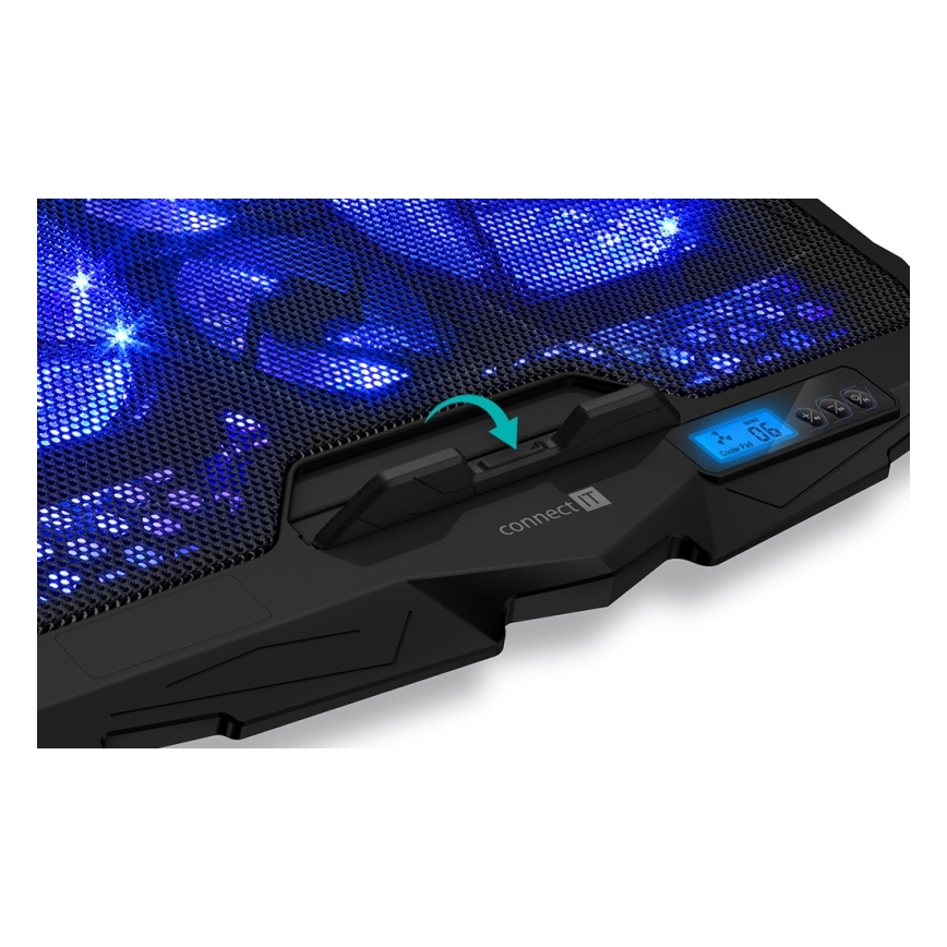 CONNECT IT CCP-2200-BK - Kølemåtte til laptop 4x ventilator 2xUSB sort//blå
