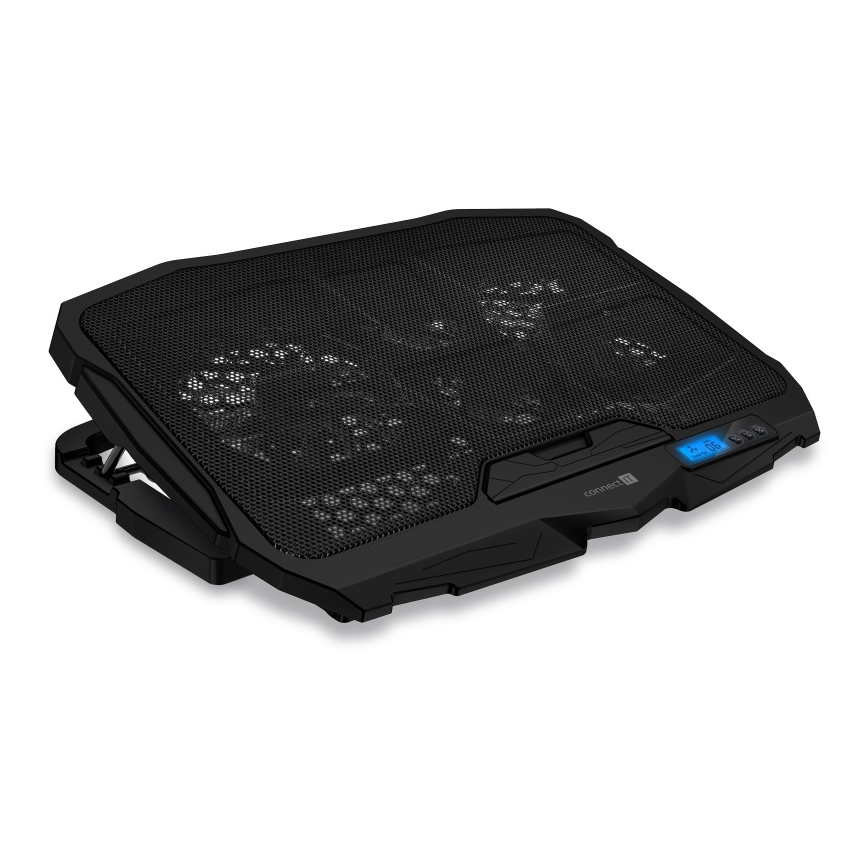 CONNECT IT CCP-2200-BK - Kølemåtte til laptop 4x ventilator 2xUSB sort//blå