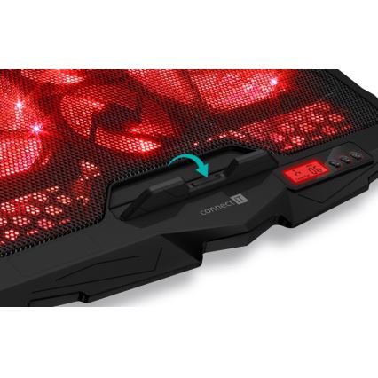 CONNECT IT CCP-2200-RD - Kølemåtte til laptop 4x ventilator 2xUSB sort/rød