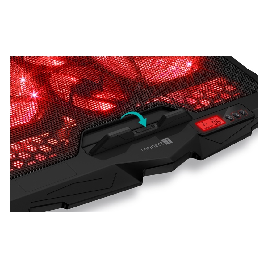 CONNECT IT CCP-2200-RD - Kølemåtte til laptop 4x ventilator 2xUSB sort/rød