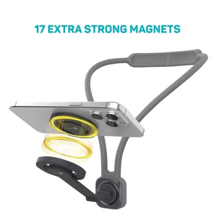 CONNECT IT CFF-6020-GY - Fleksibel magnetisk MagSafe-telefonholder til halsen