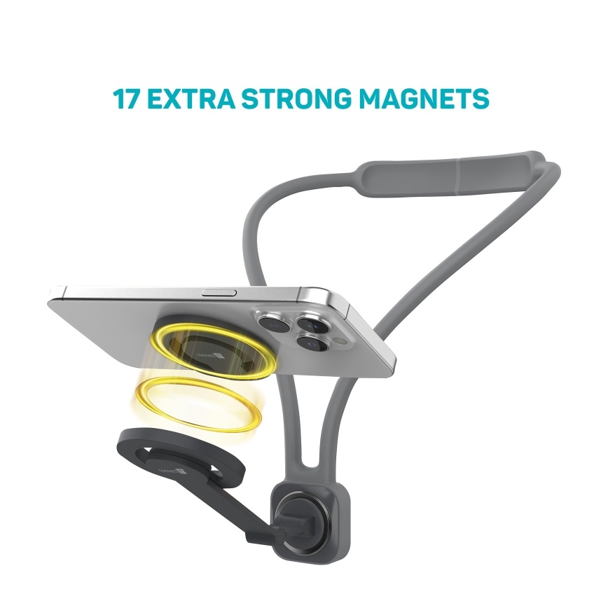 CONNECT IT CFF-6020-GY - Fleksibel magnetisk MagSafe-telefonholder til halsen