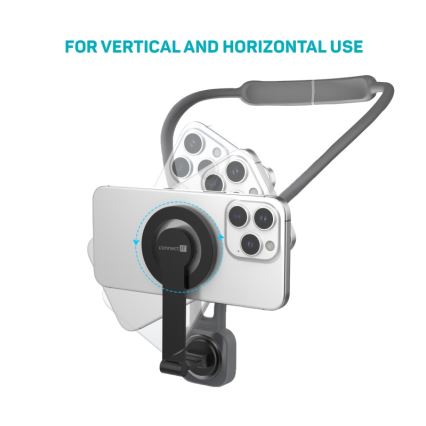 CONNECT IT CFF-6020-GY - Fleksibel magnetisk MagSafe-telefonholder til halsen