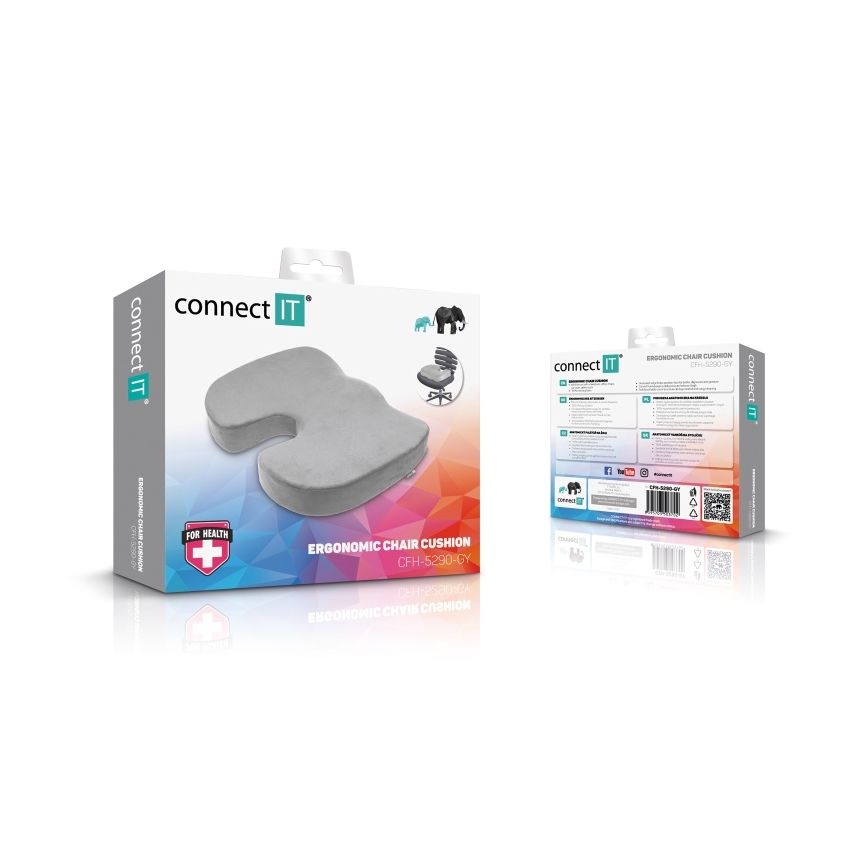 CONNECT IT CFH-5290-GY - Ergonomisk stolehynde grå