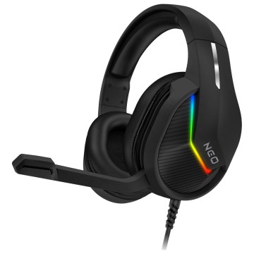CONNECT IT CHP-3595-BK - LED gaming-høretelefoner m. kabel + mikrofon og RGB-farver sort