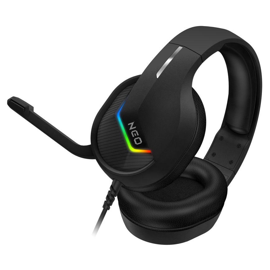 CONNECT IT CHP-3595-BK - LED gaming-høretelefoner m. kabel + mikrofon og RGB-farver sort
